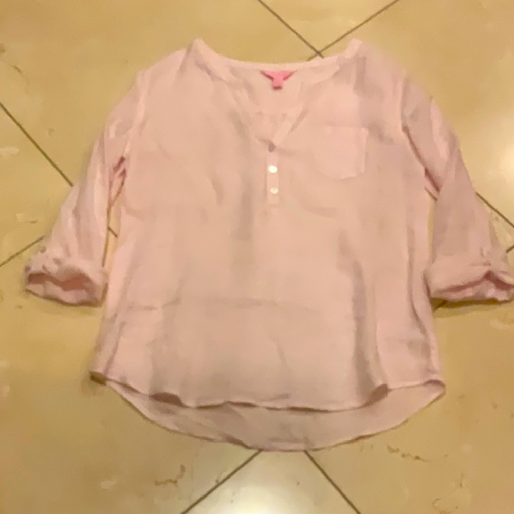 Lily Pulitzer Pink Linen shirt size XS